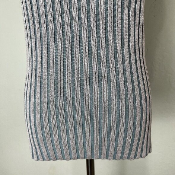 Cos Sleeveless Sweater Tank Ribbed Knit Vest Mock Neck Gray Pink Size Small NEW - Picture 3 of 12